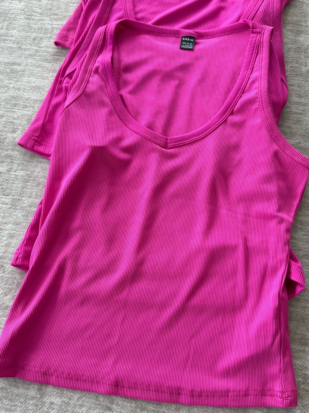 Lot of 4 Hot Pink Ribbed V-Neck Tank tops